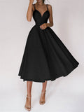 themeisles Spring and Summer New Elegant Wind Women's Multi-color Halter Sexy Collarless Midriff Princess Dress Big Swing Dress