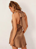 themeisles Simple Casual Sexy 6 Colors Halterneck Mini Dress
