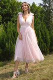 themeisles Tied Ruffle Shoulder Sleeveless Dress