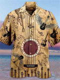 themeisles Men's Shirt Summer Hawaiian Shirt Graphic Prints Notes Cuban Collar Black Yellow Black / Red Wine Red Casual Holiday Short Sleeve Button-Down Print Clothing Apparel Sports Fashion Streetwear Designer