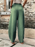 themeisles Women's Wide Leg Pants Trousers Navy Black Light Green Fashion Casual Daily Side Pockets Full Length Comfort Solid Colored S M L XL 2XL
