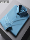 themeisles Men's Long-sleeved Mulberry Silk Solid Color Long-sleeved Work Shirt Business Professional Slim Shirt Business Formal Wear