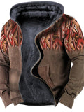themeisles Men's Fleece Jacket Full Zip Hoodie Fleece Hoodie Sherpa Jacket Denim Blue Blue Yellow Camel Orange Hooded Tribal Graphic Prints Zipper Print Casual Daily Sports 3D Print Fleece Basic Designer Casual