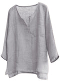 themeisles Men's Shirt Linen Shirt Solid Color Plain Collar Light Blue ArmyGreen Black White Orange Street Beach Long Sleeve Clothing Apparel Breathable