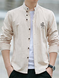 themeisles Printed Solid Color Youth Men's Shirts Autumn New Slim Long-sleeved Collar Casual Fashion Shirt Men Tide Workwear