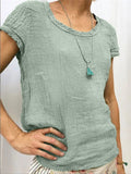 themeisles Explosive Solid Color Slim Type Women's Fresh Sweet Round Neck T-shirt Cotton Double Crepe Fashion T-shirt Tops