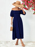 themeisles Off-Shoulder Balloon Sleeve Midi Dress