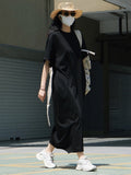 themeisles Casual Short Sleeves Solid Color Round-Neck Maxi Dress