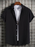 themeisles Summer Solid Color Hot New Men's Breathable Casual Comfortable Shirt Short-sleeved Lapel Shirt Men's