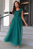 themeisles Sequin V-Neck Mesh Maxi Dress