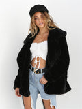 themeisles Fashion Solid Color Sexy Plush Lapel Coat