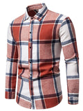 themeisles Autumn and Winter New Multi-color Men's Plaid Loose Casual Lapel Long-sleeved Shirt Thickened Shirt Cardigan