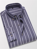 themeisles Spring and Summer New Long-sleeved Shirt Men's Jacket Striped Shirt Slim Non-iron Casual Korean Version M-5XL