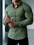 themeisles Muscle Fitness Brothers Men's Business Shirt Non Iron Wrinkle Resistant White Shirt Men's Long Sleeve Shirt