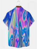 themeisles Men's Short Sleeve Lapel Autumn Fragrant Hemp Shirt Gradient 3D Printing