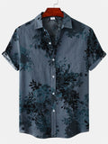 themeisles Spring and Summer New Floral Men's Short-sleeved Lapel Shirt Loose Casual Men's Personality Wind Printed Shirt