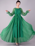 themeisles Artistic Retro Vintage Loose Solid Color Maxi Dress