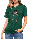 themeisles Women's Tops Spring and Summer New Animal Pattern Short-sleeved T-shirt Black Purple Pink Gray Green Blue