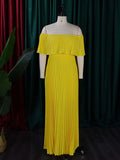 themeisles Wrap Pleated Solid Color Off-The-Shoulder Evening Dresses