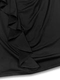 themeisles Plus Size Ruffle Trim Round Neck Long Sleeve Dress