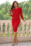themeisles Sequin Round Neck Slit Dress