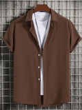 themeisles Summer Solid Color Hot New Men's Breathable Casual Comfortable Shirt Short-sleeved Lapel Shirt Men's
