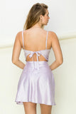 themeisles Cami Cowl Back Open Tied Mini Dress
