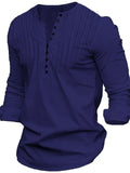 themeisles Men's Shirt Button Up Shirt Casual Shirt Black White Pink Navy Blue Blue Long Sleeve Plain Crew Neck Street Vacation Button-Down Clothing Apparel Stylish Modern Contemporary Casual