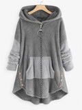 swvws Women's Plus Size Teddy Coat Winter Coat Button Pocket Plain Causal Holiday Long Sleeve Hooded Regular Winter Fall Green Black L XL XXL 3XL 4XL