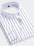 themeisles Men's Shirt Dress Shirt Striped Collar Black Blue Red Navy Blue Light Blue Work Daily Long Sleeve Clothing Apparel Formal Casual Slim Fit / Machine wash