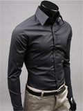 themeisles Men's Button Up Shirt Dress Shirt Collared Shirt Black White Yellow Long Sleeve Plain Shirt Collar Formal Wedding Clothing Apparel