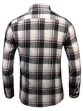 themeisles The New Men's Long-sleeved Large Size Shirt Korean Version of Slim Lapel Plaid Shirt Gray Green