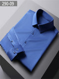 themeisles Men's Long-sleeved Mulberry Silk Solid Color Long-sleeved Work Shirt Business Professional Slim Shirt Business Formal Wear