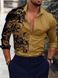 themeisles Men's Shirt Floral Print Long Sleeve Button-Down Tops Turndown Green Black Blue Red Brown Daily Holiday Fashion Casual Breathable