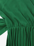 themeisles Tied Waist Solid Color Pleated Sleeveless V-Neck Midi Dresses