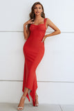 themeisles Ruched Sweetheart Neck Hem Detail Dress