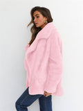 themeisles Fashion Solid Color Sexy Plush Lapel Coat