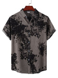 themeisles Spring and Summer New Floral Men's Short-sleeved Lapel Shirt Loose Casual Men's Personality Wind Printed Shirt