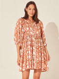 themeisles Fashion Women's Floral Tied Rope Loose Casual Dress Beach Vacation Short Dress