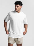 themeisles Summer Men's T-shirt Trend Large Yards Printed Round Neck Short-sleeved Solid Color Quick-dry Hundred with Sports Bodysuit