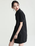 themeisles Original Solid Color Detachable Falbala Black Mini Dress