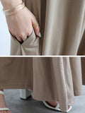 themeisles Simple Loose Sleeveless Solid Color Round-Neck Maxi Dresses