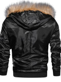 themeisles Men's Winter Jacket Faux Leather Jacket Thermal Warm Rain Waterproof Outdoor Business Causal Jacket Outerwear Dark Blue Army Green Black