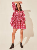 themeisles Fashion Women's Floral Tied Rope Loose Casual Dress Beach Vacation Short Dress