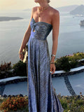 themeisles Spring and Summer New Sexy Wrap Hot Gold Party Temperament Elegant Dress Collarless Casual Swing Long Dress Celebrity Wind Dress