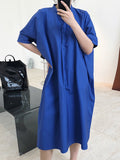 themeisles Original Solid Round-Neck Shirt Dress