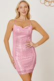 themeisles Sequin Spaghetti Strap Mini Wrap Dress