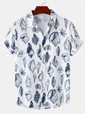 themeisles New Men's Casual Floral Print Fashion Urban Lapel Short-sleeved Loose Type Beach Vacation Cardigan Shirt Man