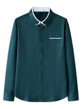 themeisles New Business Long-sleeved Shirt Lapel Fashion Casual Slim Non-iron Thin Section Solid Color Men's Shirt
