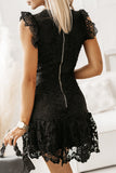 themeisles Round Neck Cap Sleeve Lace Mini Dress